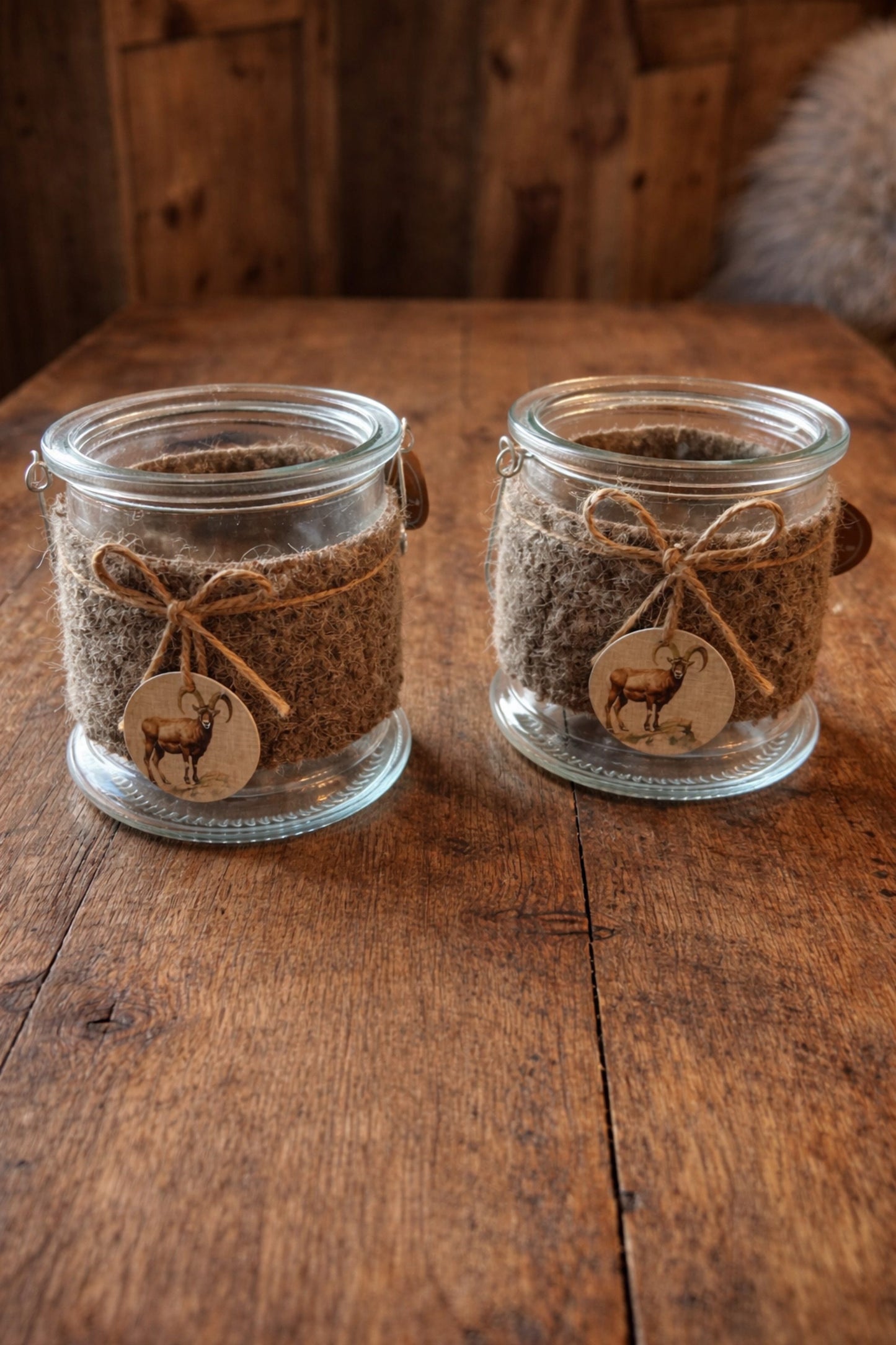 Windlicht mit Poldimotiv