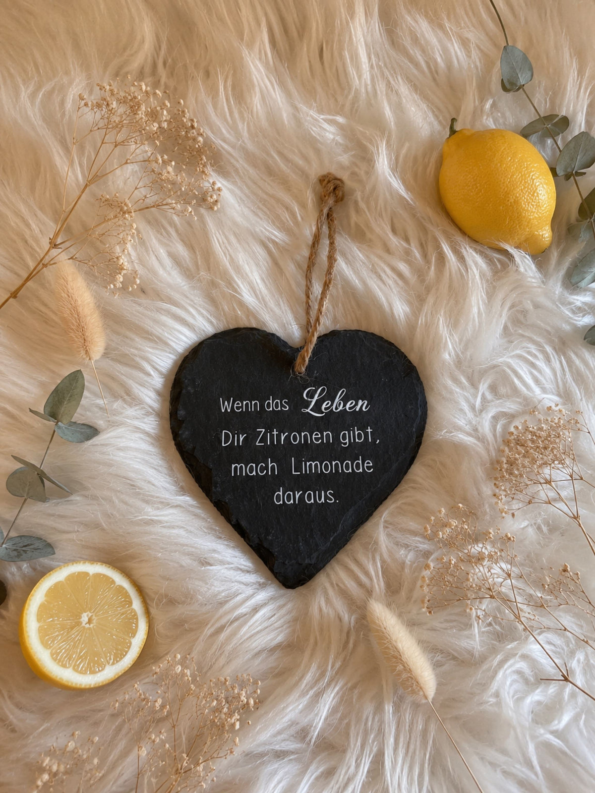 Schieferherz „Wenn das Leben dir Zitronen gibt, mach Limonade draus“