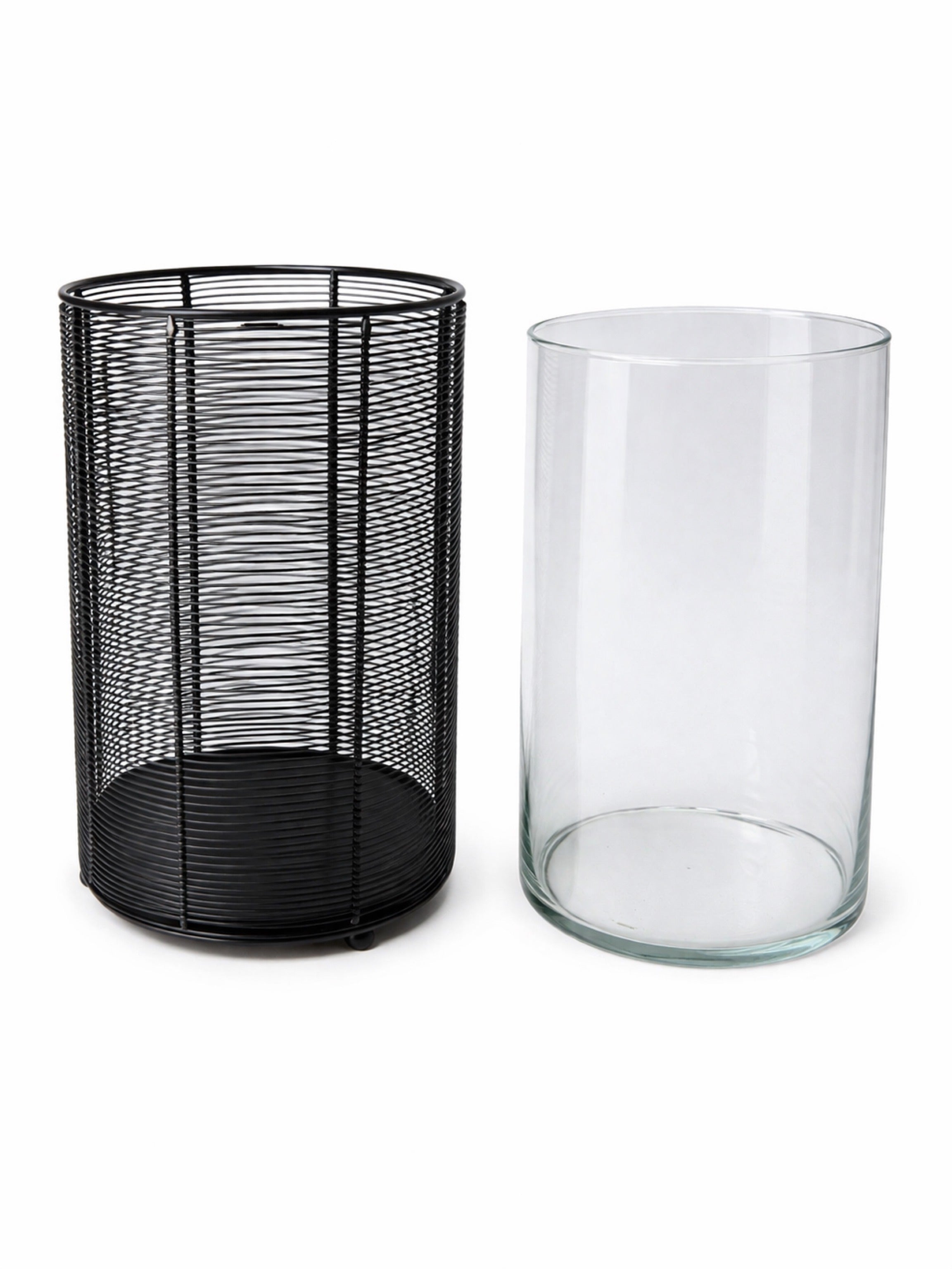 WMG Metallwindlicht mit Glaseinsatz schwarz
