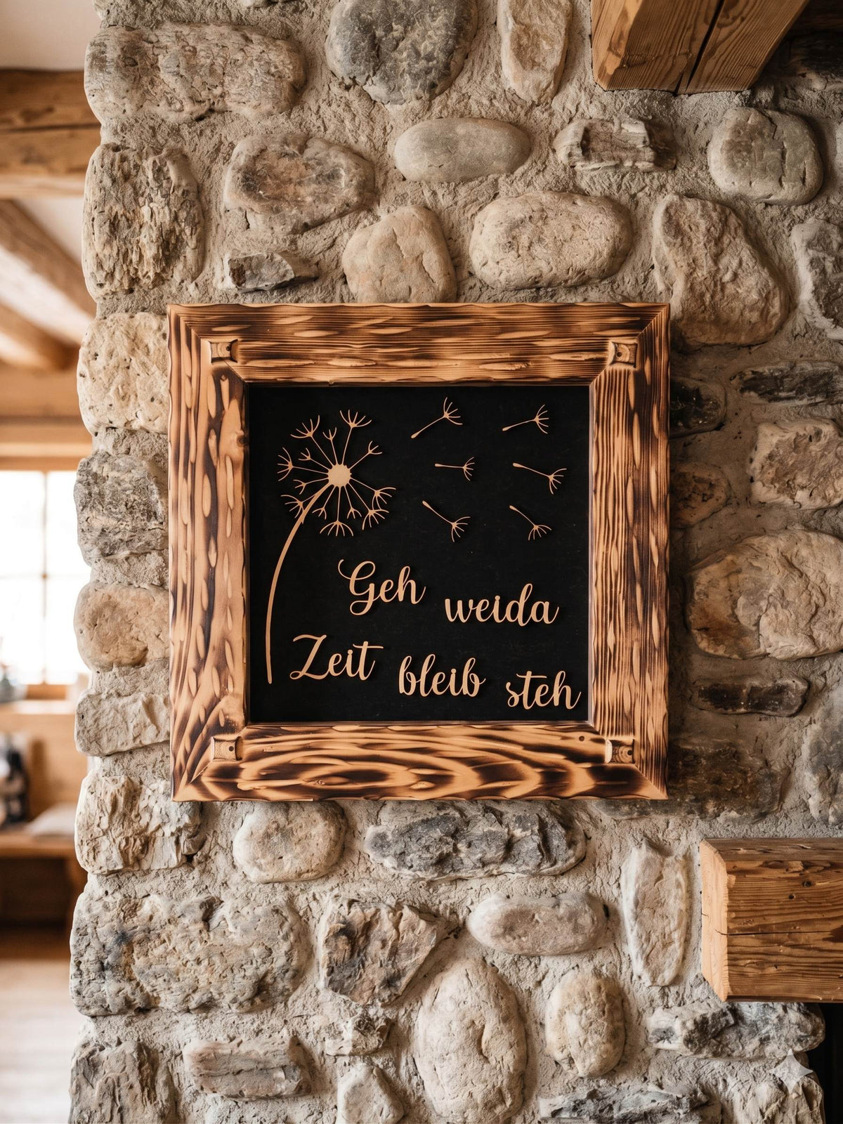 Holzrahmen 30*30cm "Geh weida Zeit bleib steh"