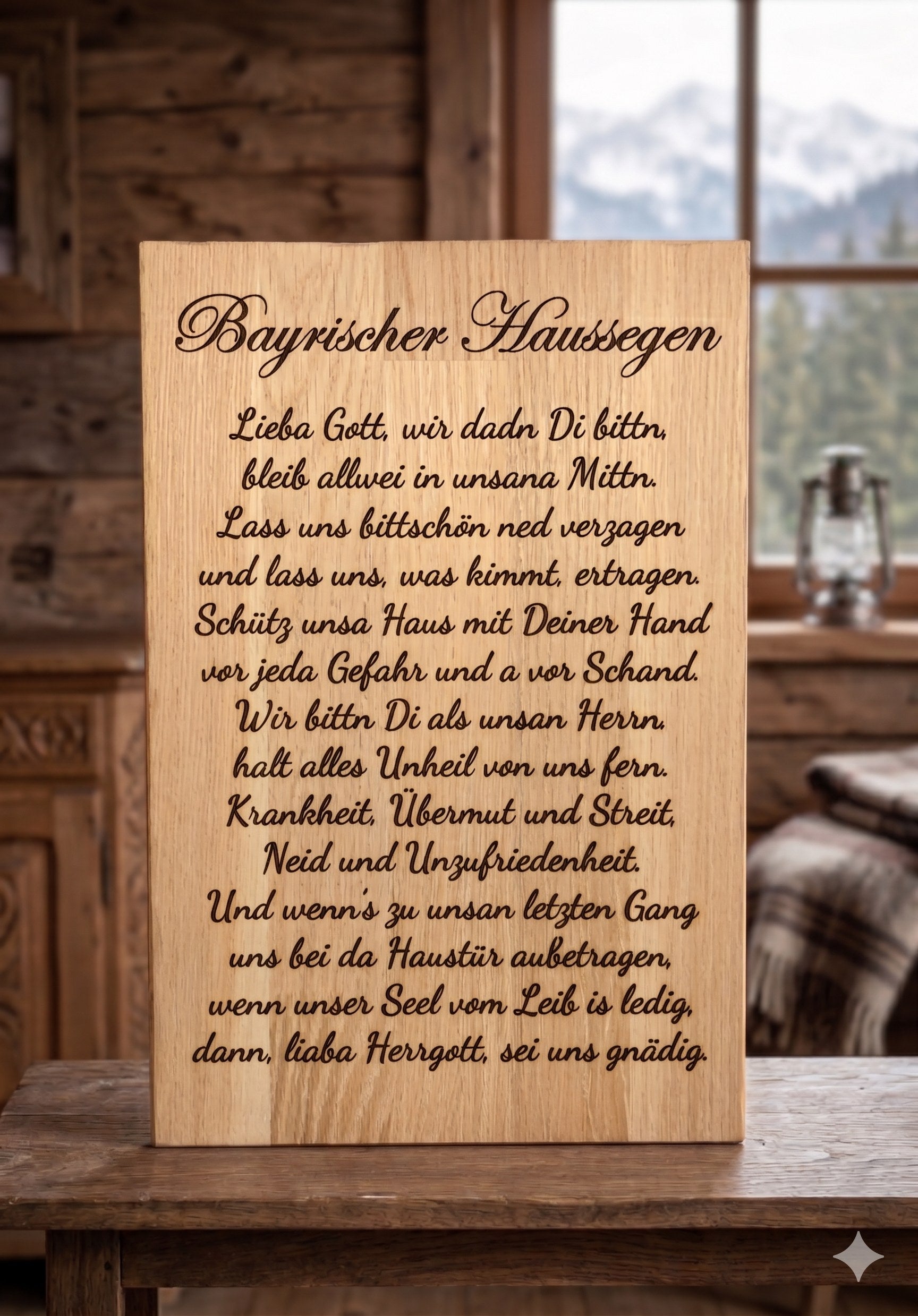 Graviertes Eichenbrett "Bayrischer Haussegen"