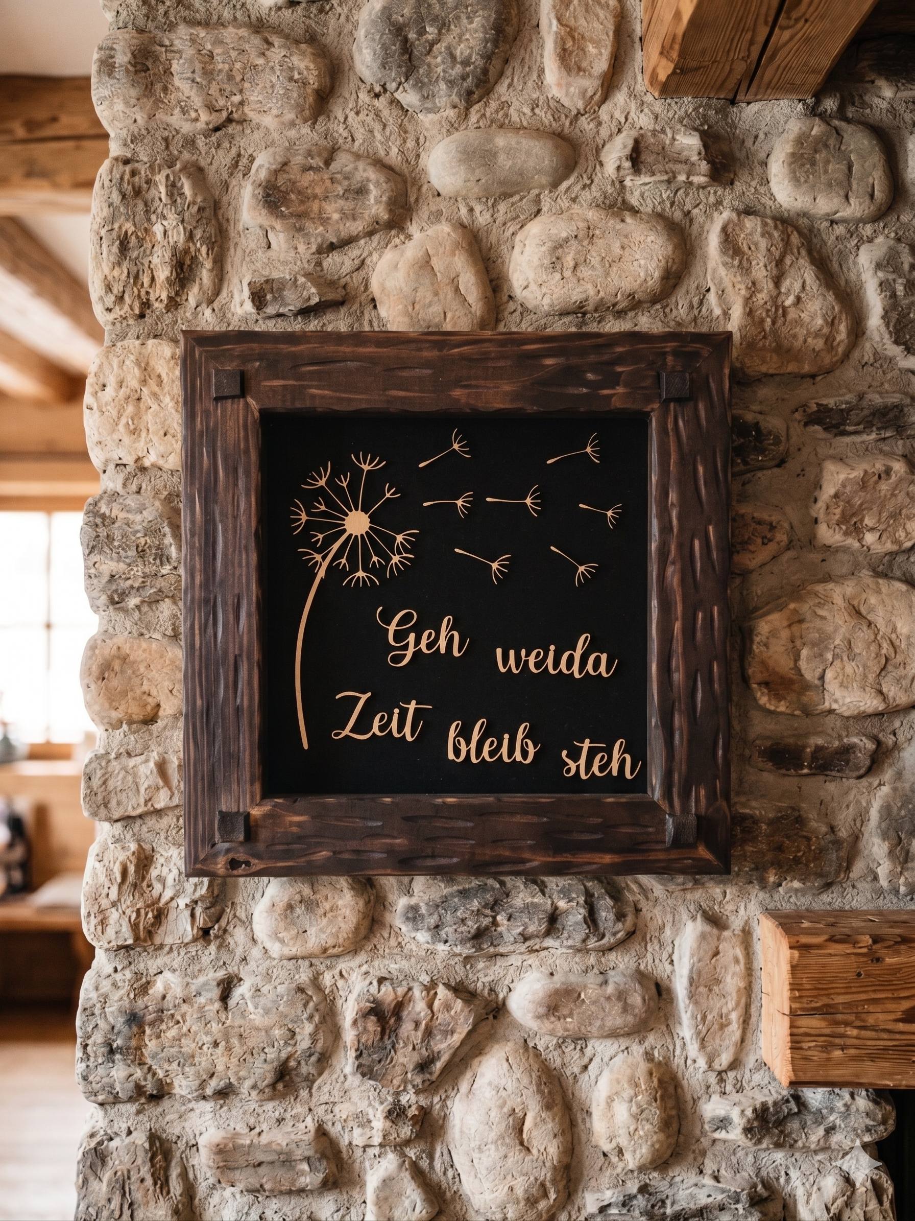 Holzrahmen 30*30cm "Geh weida Zeit bleib steh"