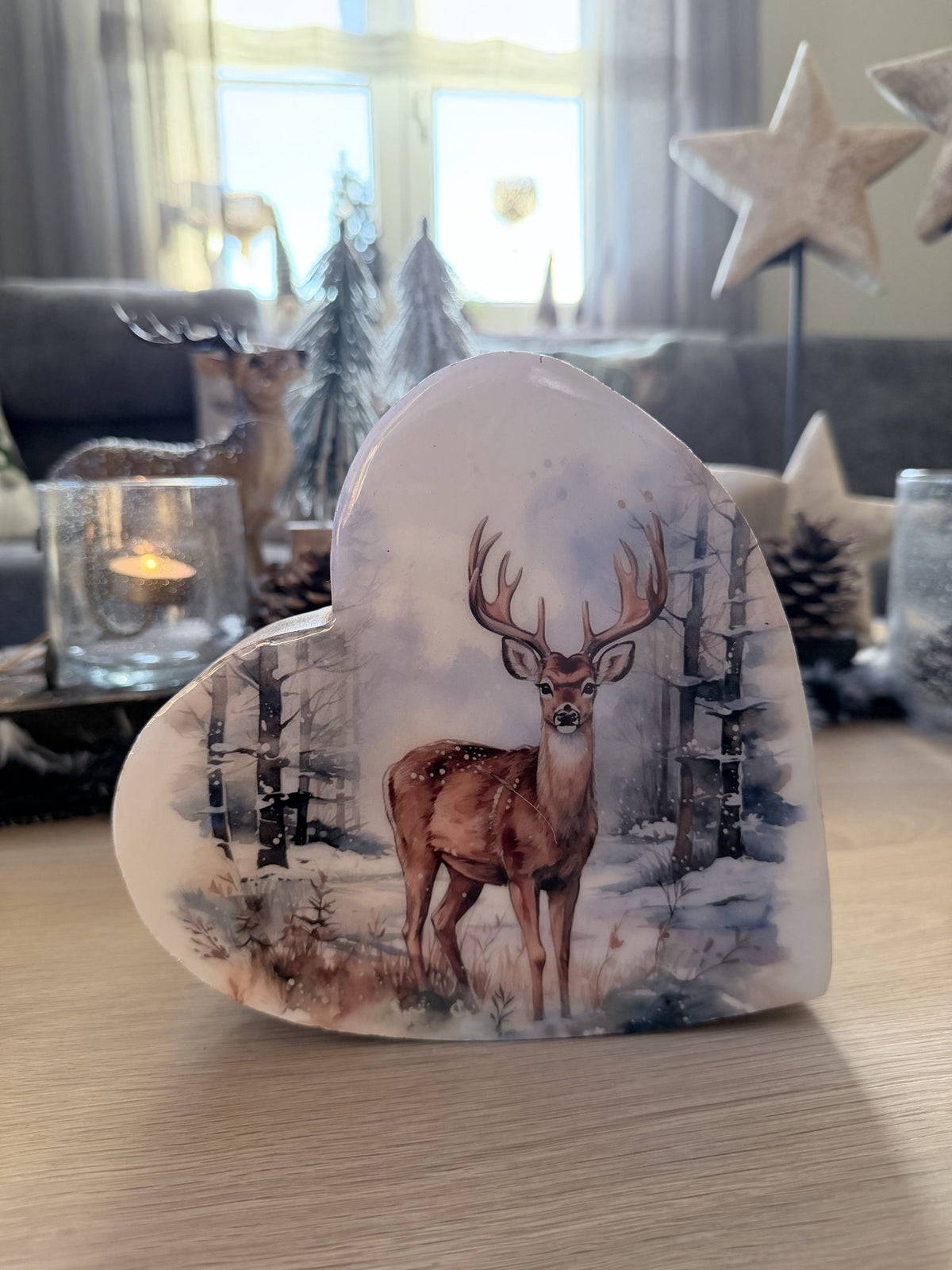 Deko Herz mit Hirschmotiv