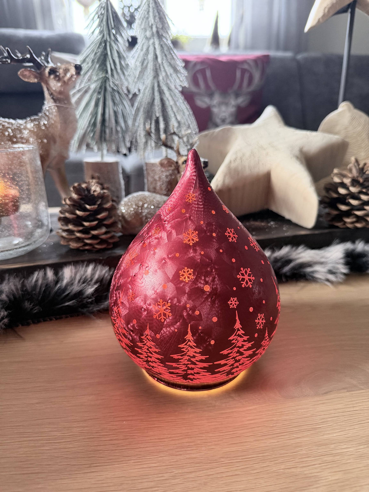 LED Dekotropfen in Frosty Rot