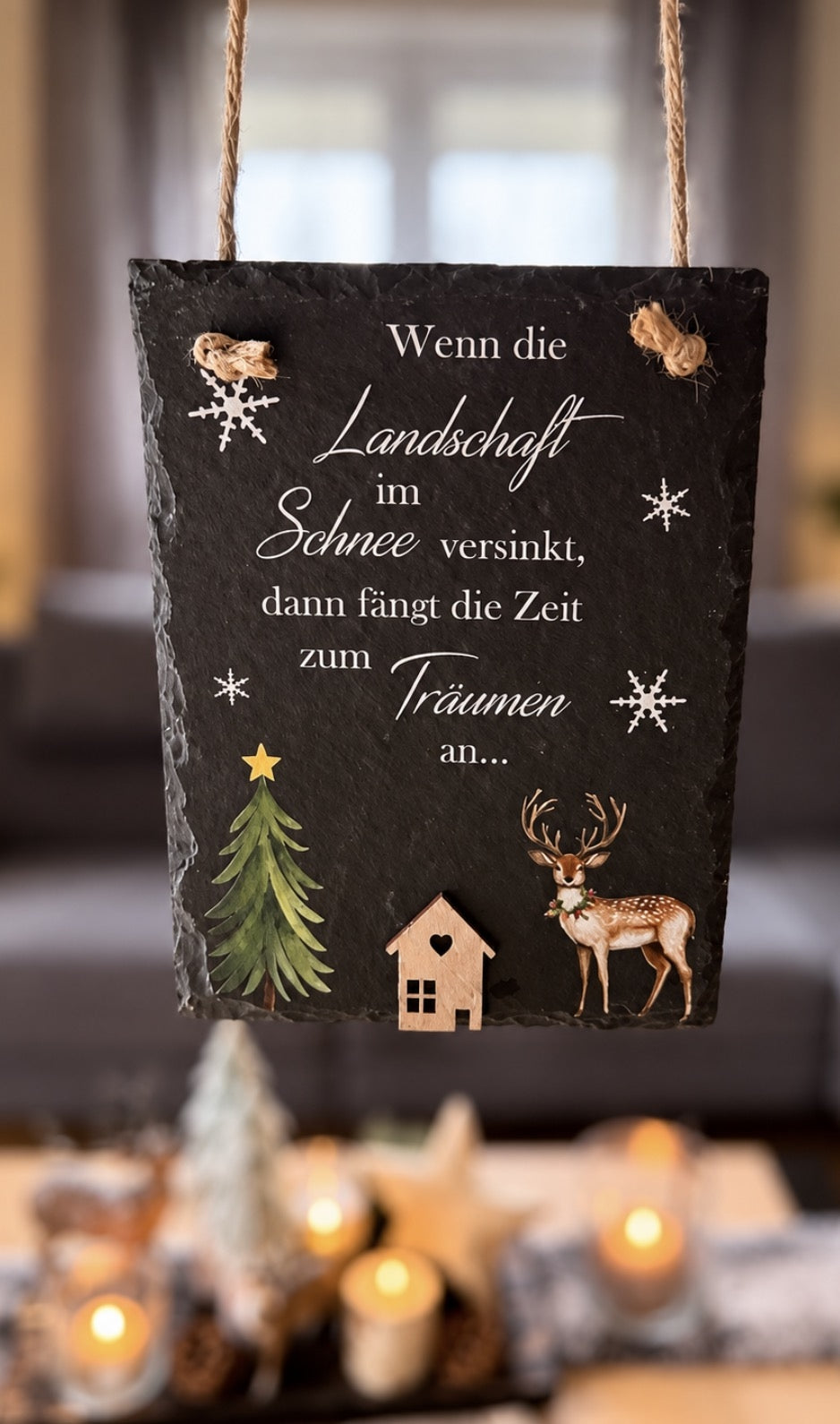 Schiefertafel bedruckt „Frohe Weihnachten“