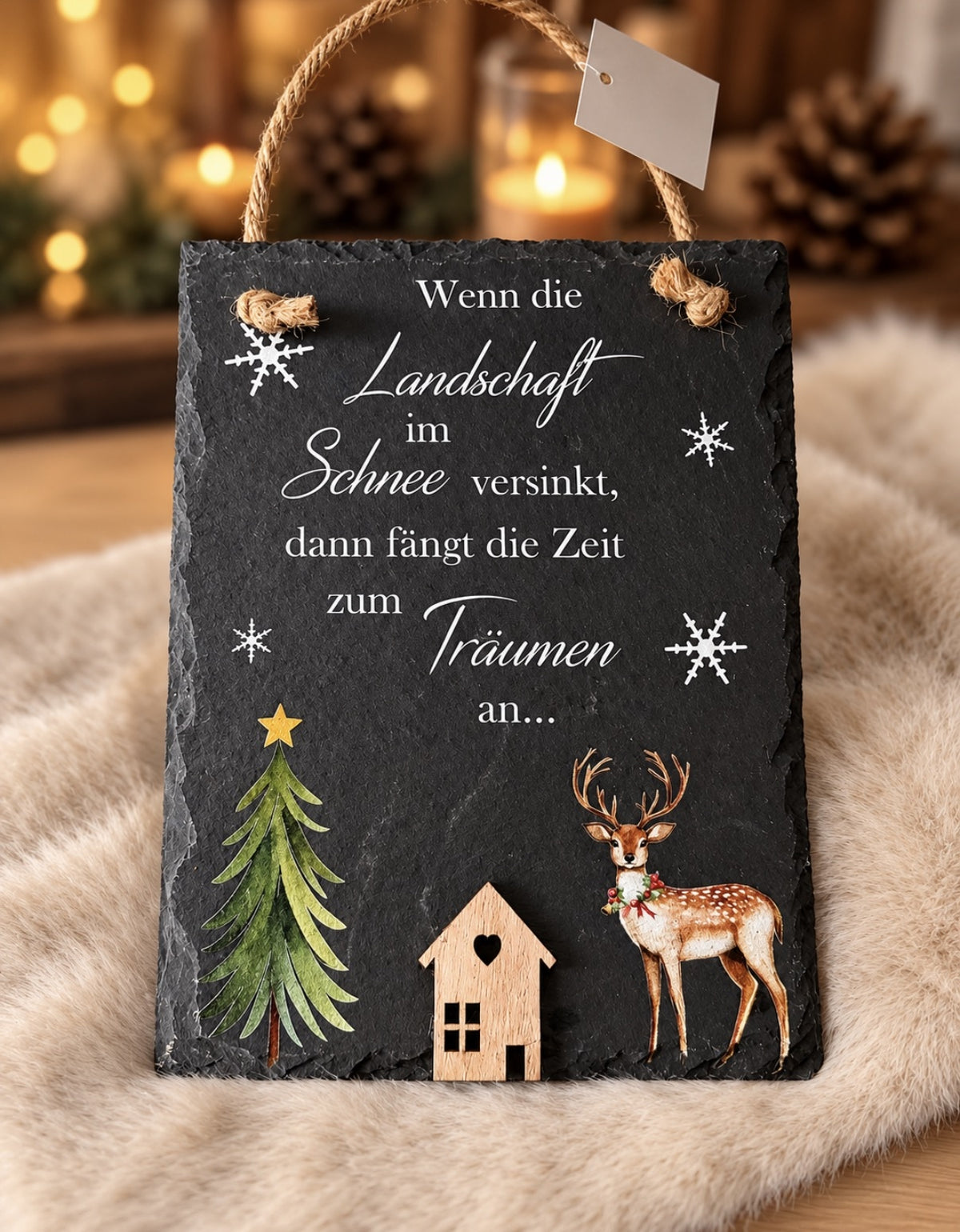 Schiefertafel bedruckt „Frohe Weihnachten“