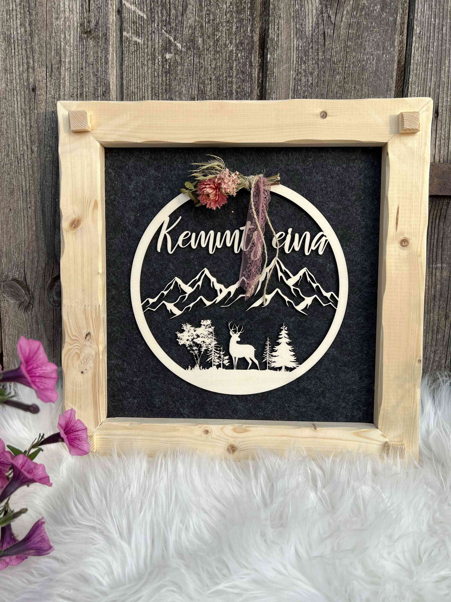 Holzrahmen 35*35cm "Kemmts eina