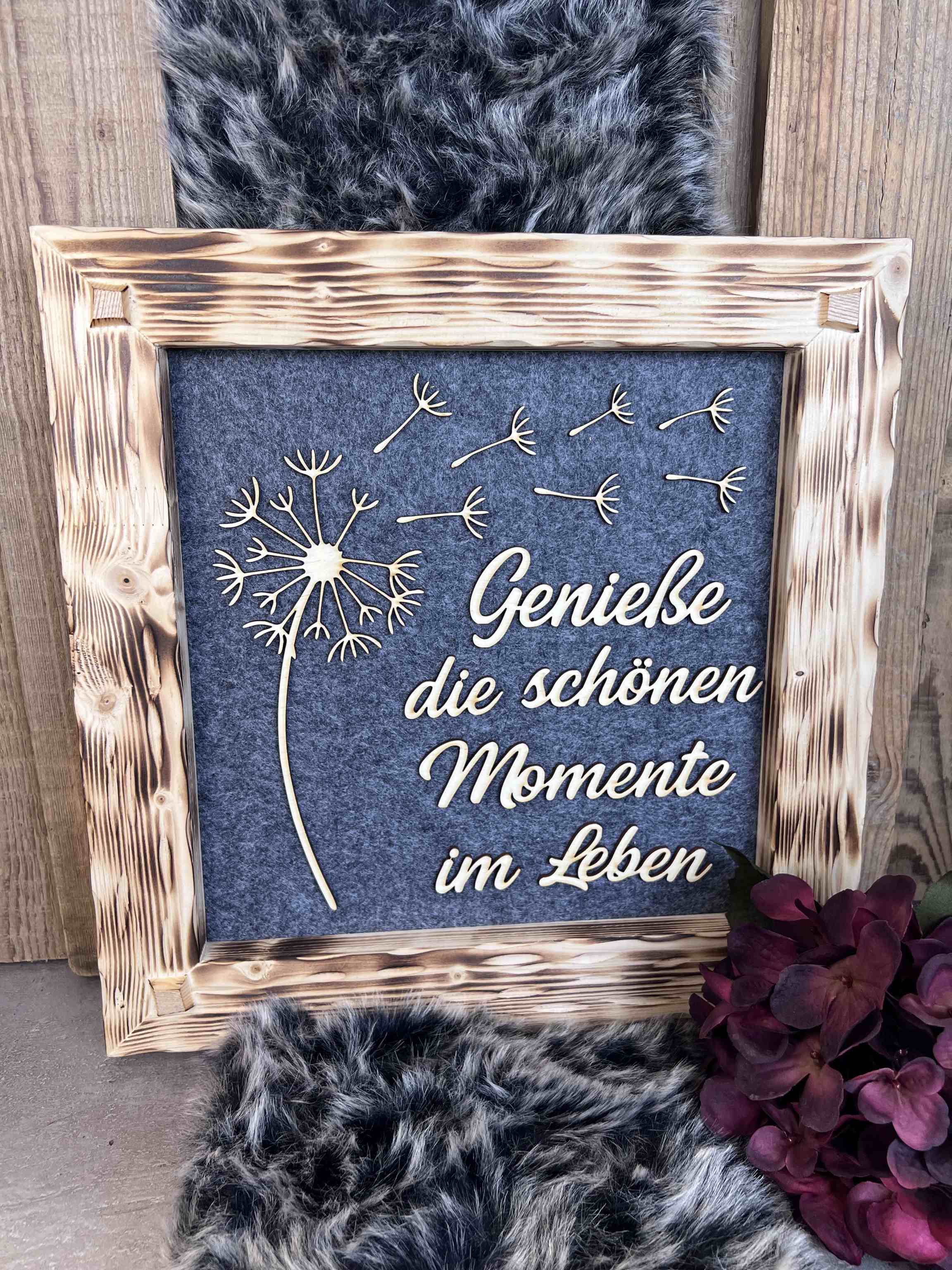 Holzrahmen 35*35cm "Genieße die schönen Momente"