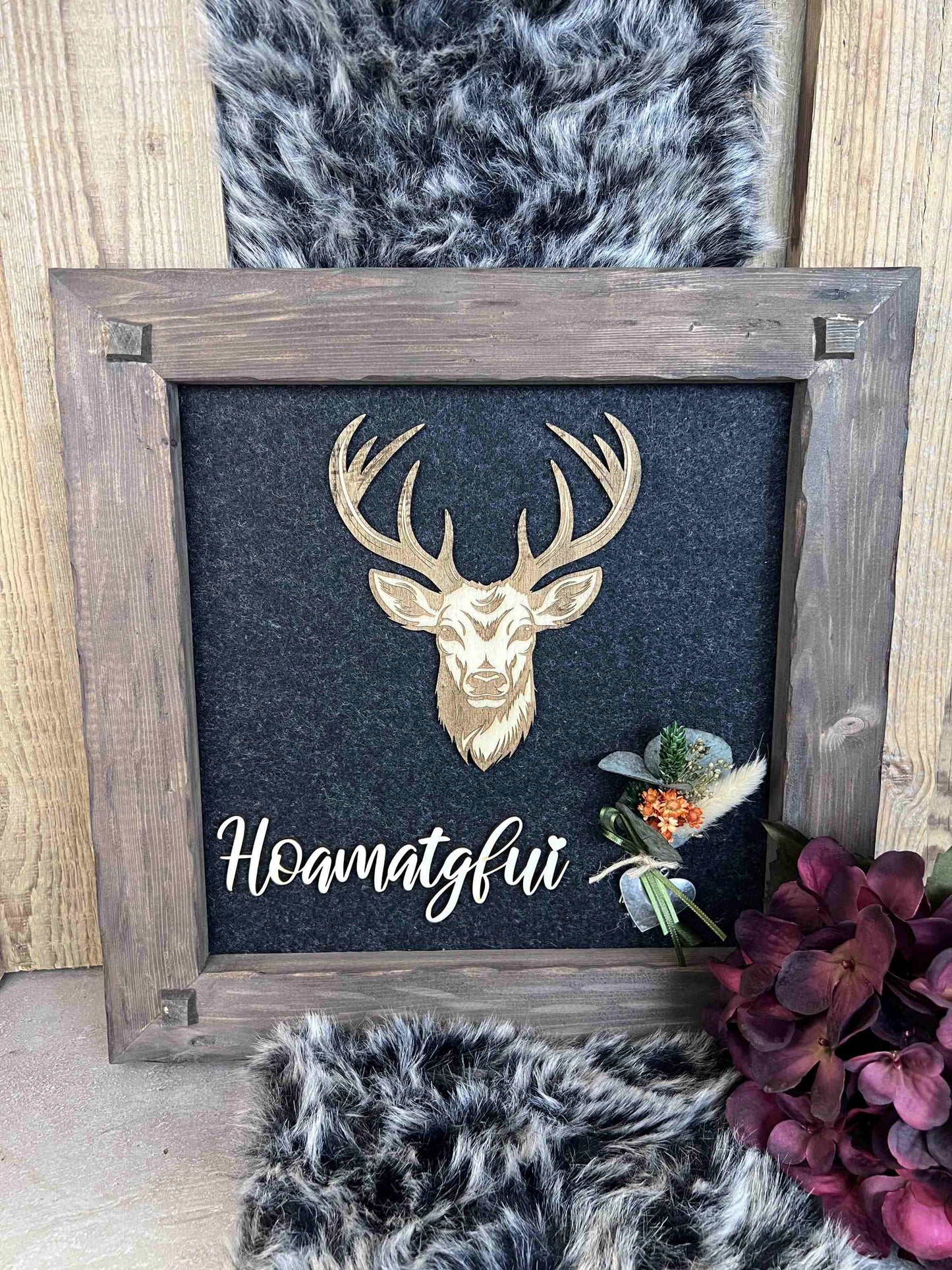 Holzrahmen 35*35cm "Hoamatgfui"