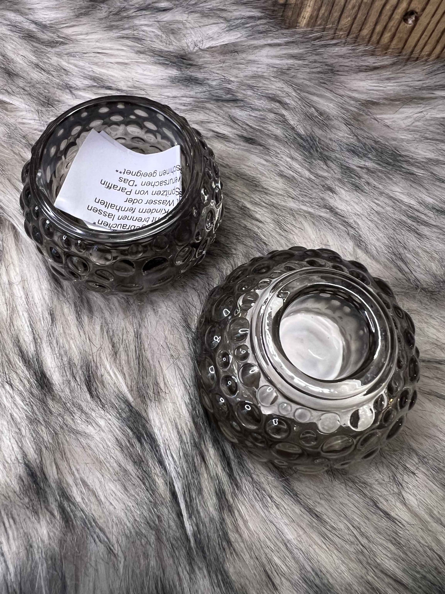 Kerzenhalter aus Glas grau