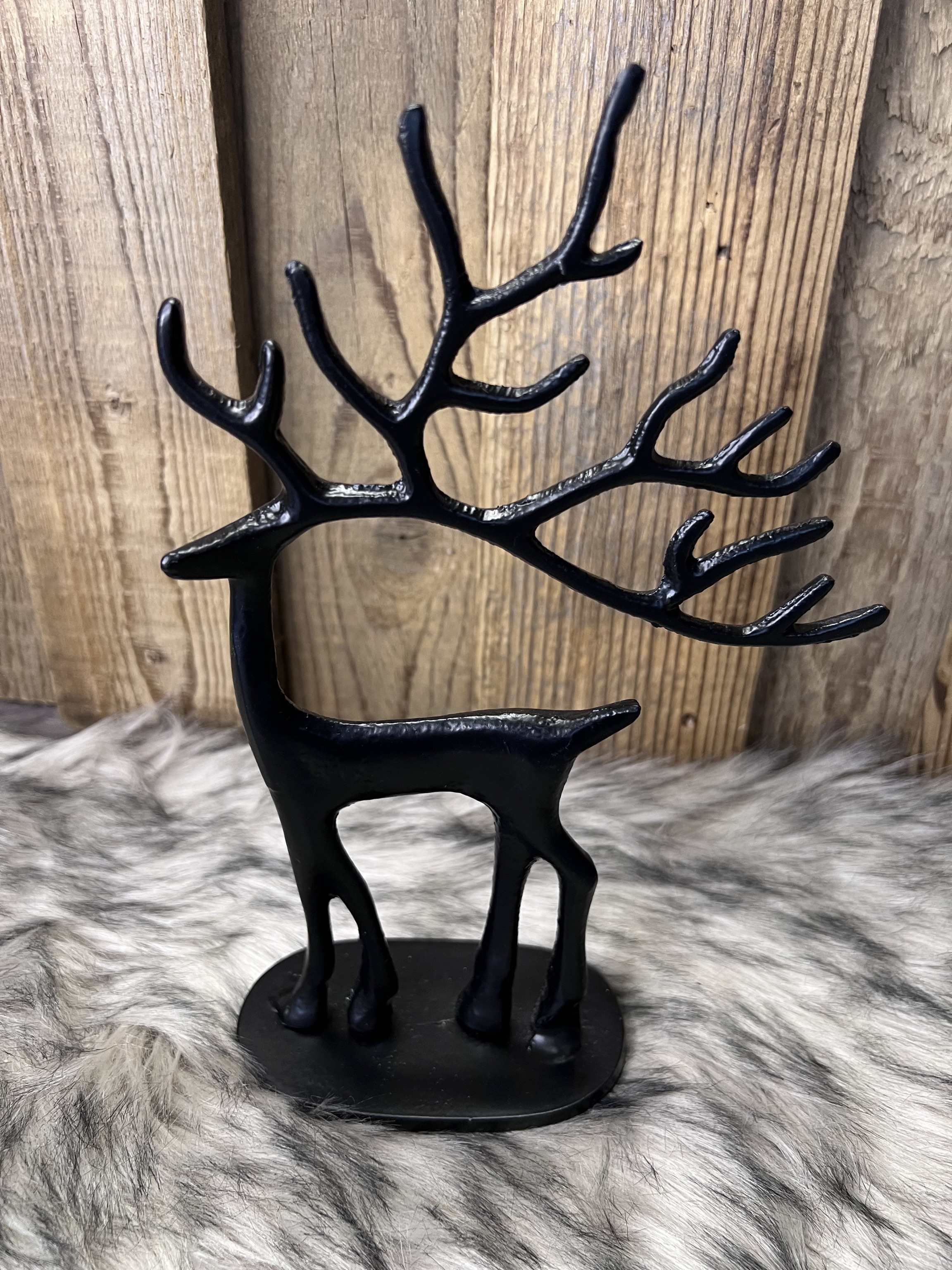 Hirschfigur aus Metall schwarz