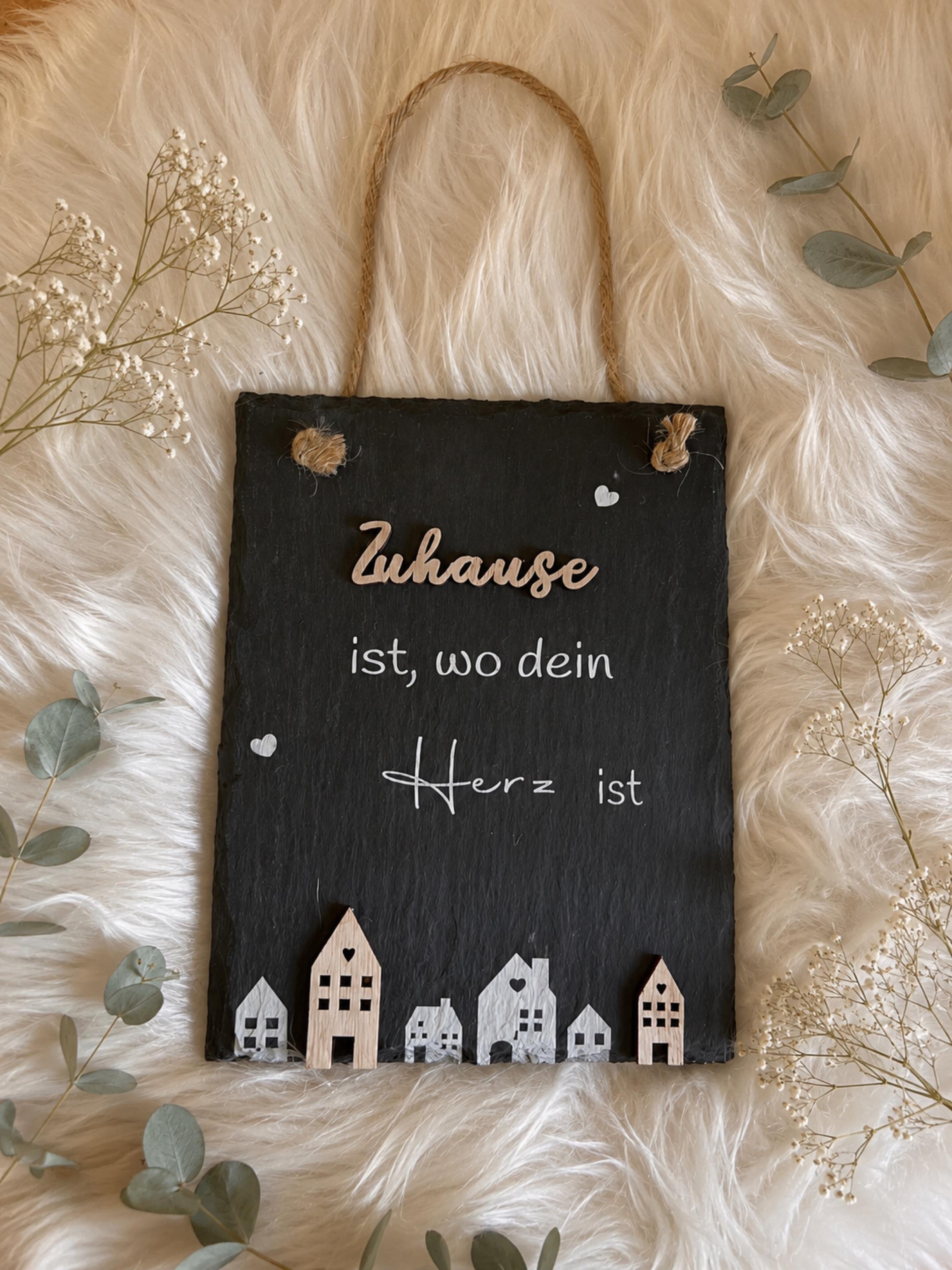 Schiefertafel „Zuhause ist wo dein Herz ist“