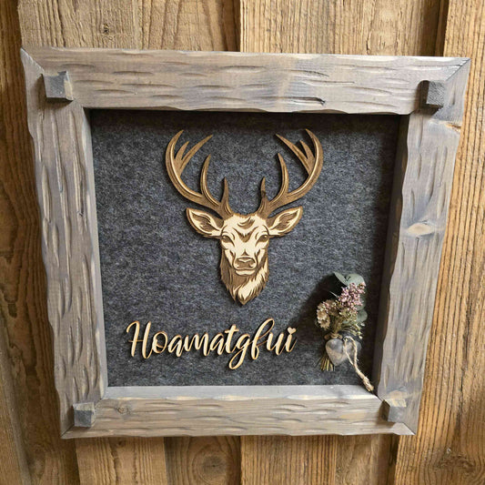 Holzrahmen 35*35cm "Hoamatgfui "