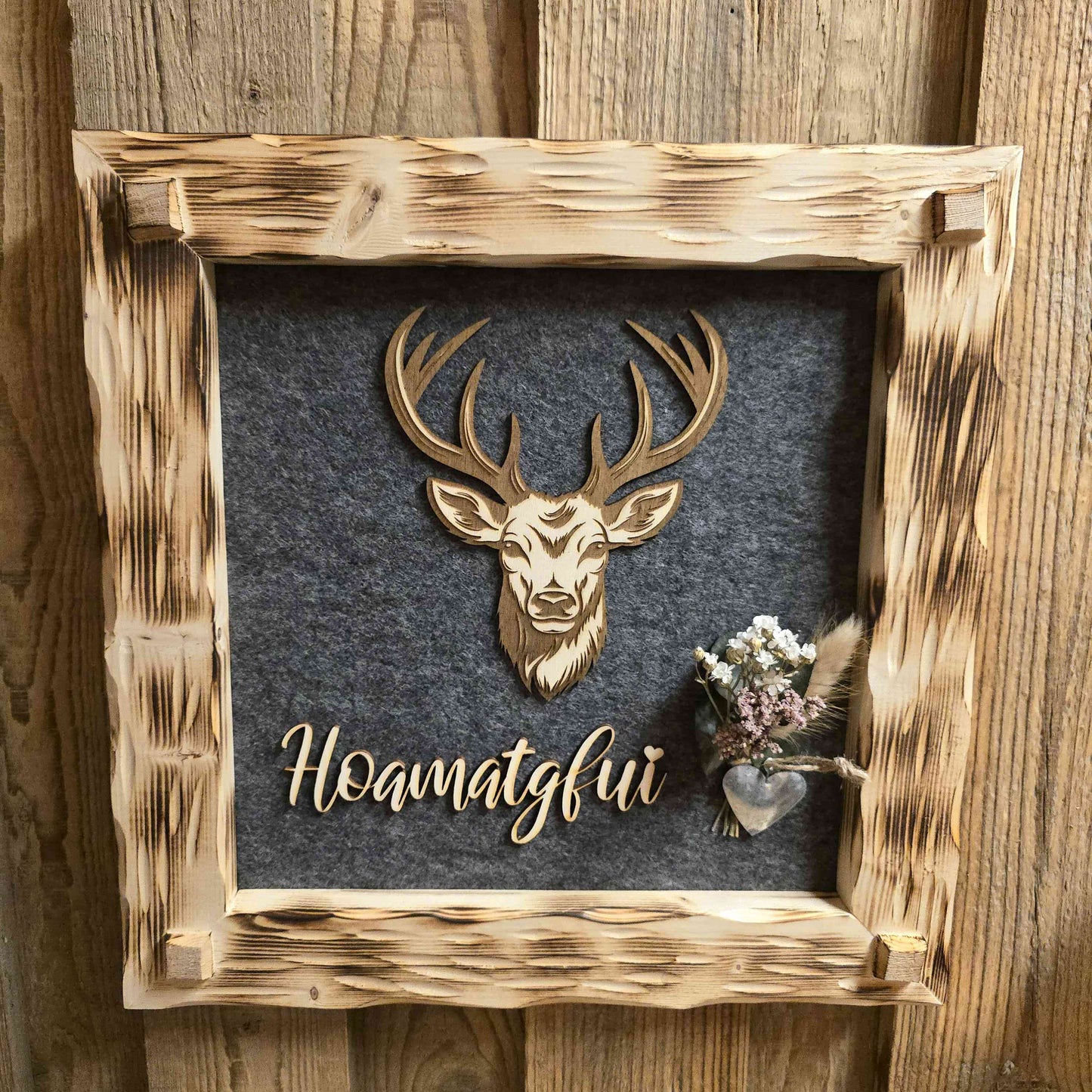 Holzrahmen 35*35cm "Hoamatgfui "