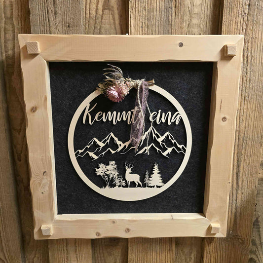 Holzrahmen 35*35cm "Kemmts eina "