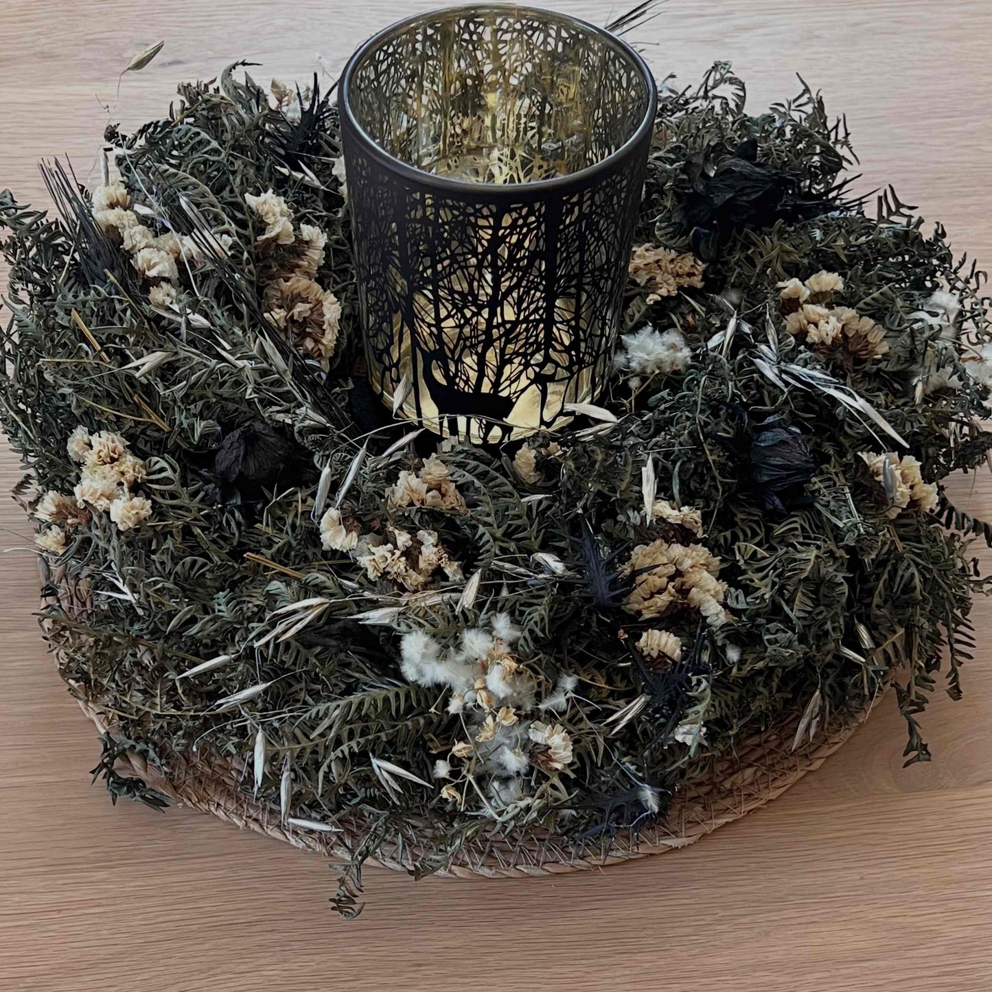 Windlicht mit Waldmotiv