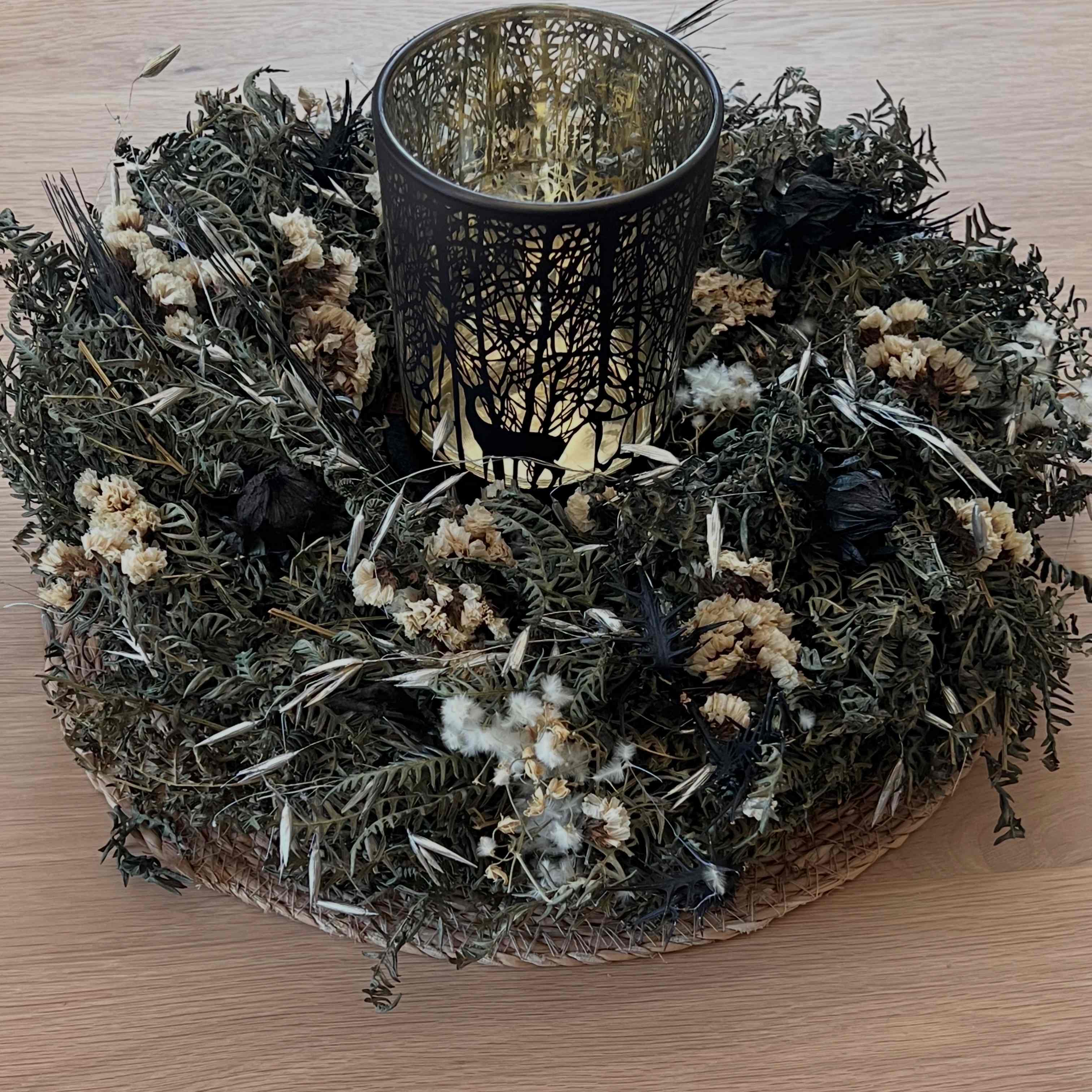 Windlicht mit Waldmotiv