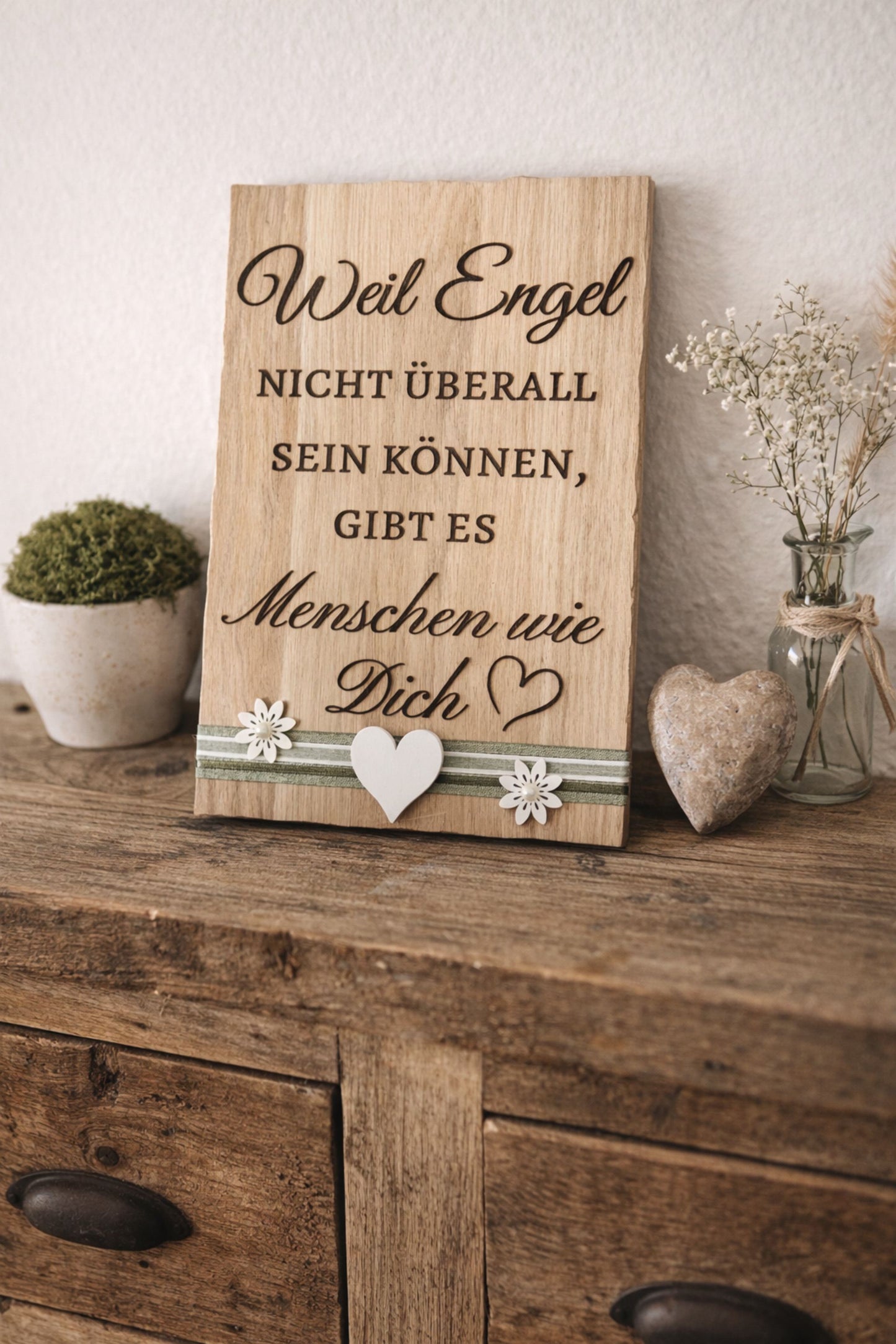 Eichenbrett mit Muttertagsspruch graviert