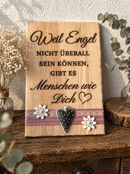 Eichenbrett mit Muttertagsspruch graviert