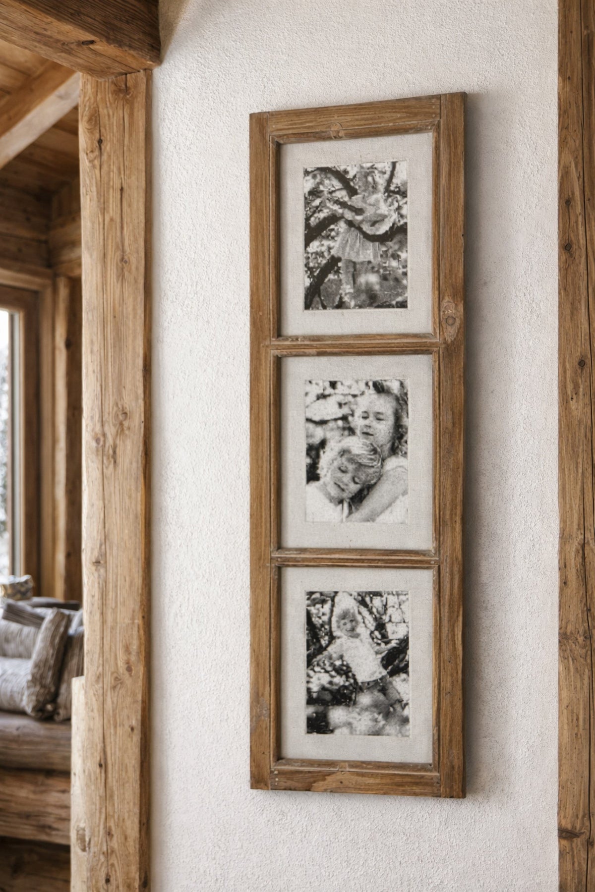 Holzbilderrahmen dreifach Hochformat