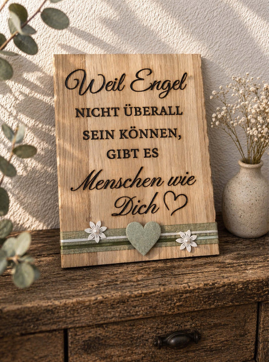 Eichenbrett mit Muttertagsspruch graviert
