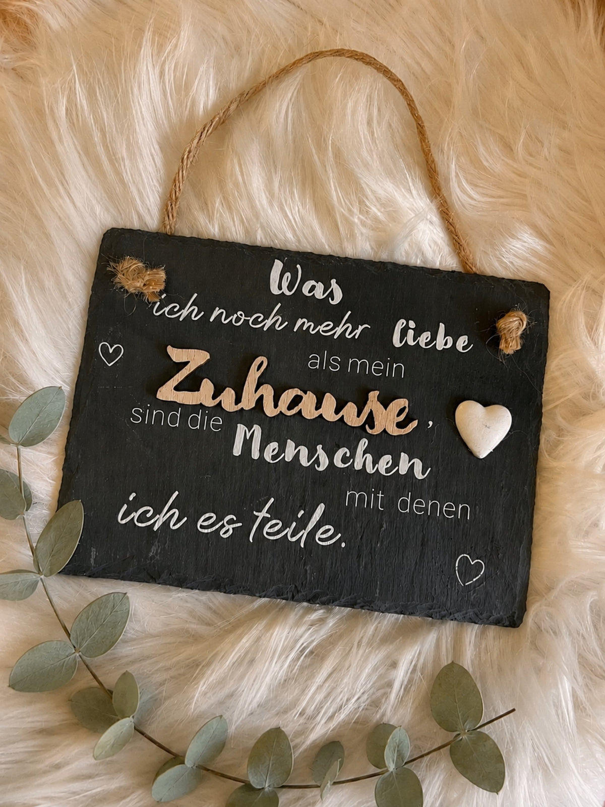 Schiefertafel „Was ich noch mehr liebe als mein Zuhause“