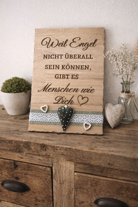 Eichenbrett mit Muttertagsspruch graviert