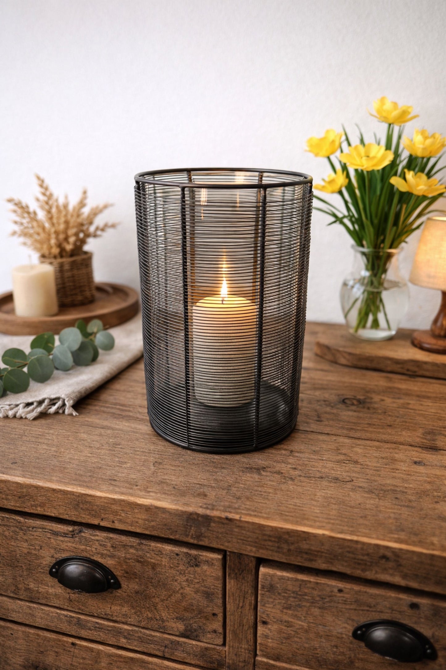 WMG Metallwindlicht mit Glaseinsatz schwarz