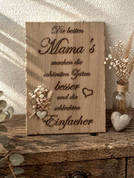 Eichenbrett mit Muttertagsspruch graviert