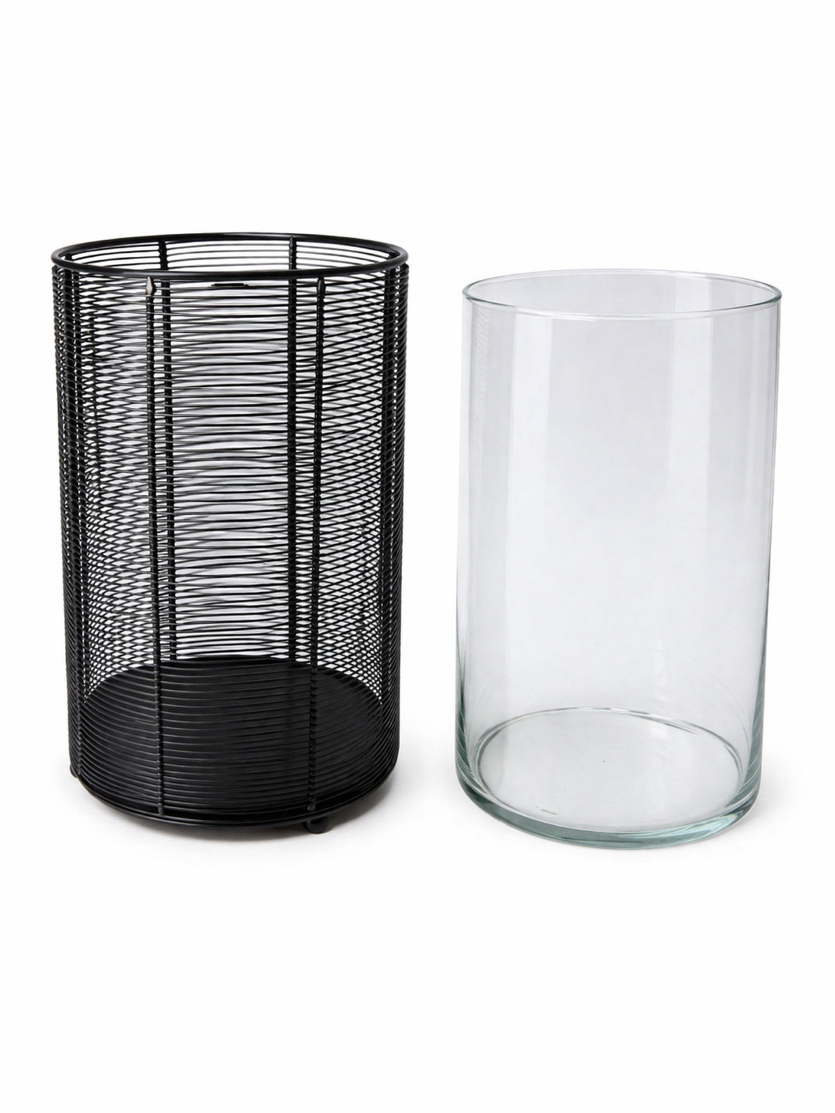 WMG Metallwindlicht mit Glaseinsatz schwarz