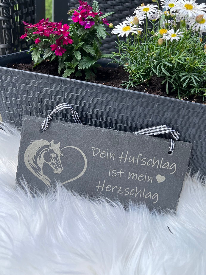 Schiefertafel "Dein Hufschlag ist mein Herzschlag" 20cm*10cm