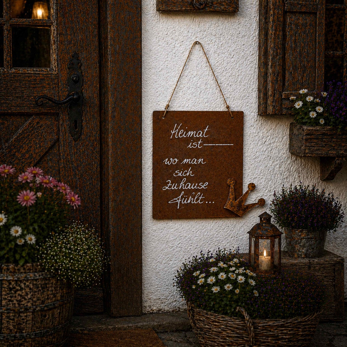 Rosttafel Hochformat "Heimat ist wo man sich Zuhause fühlt"