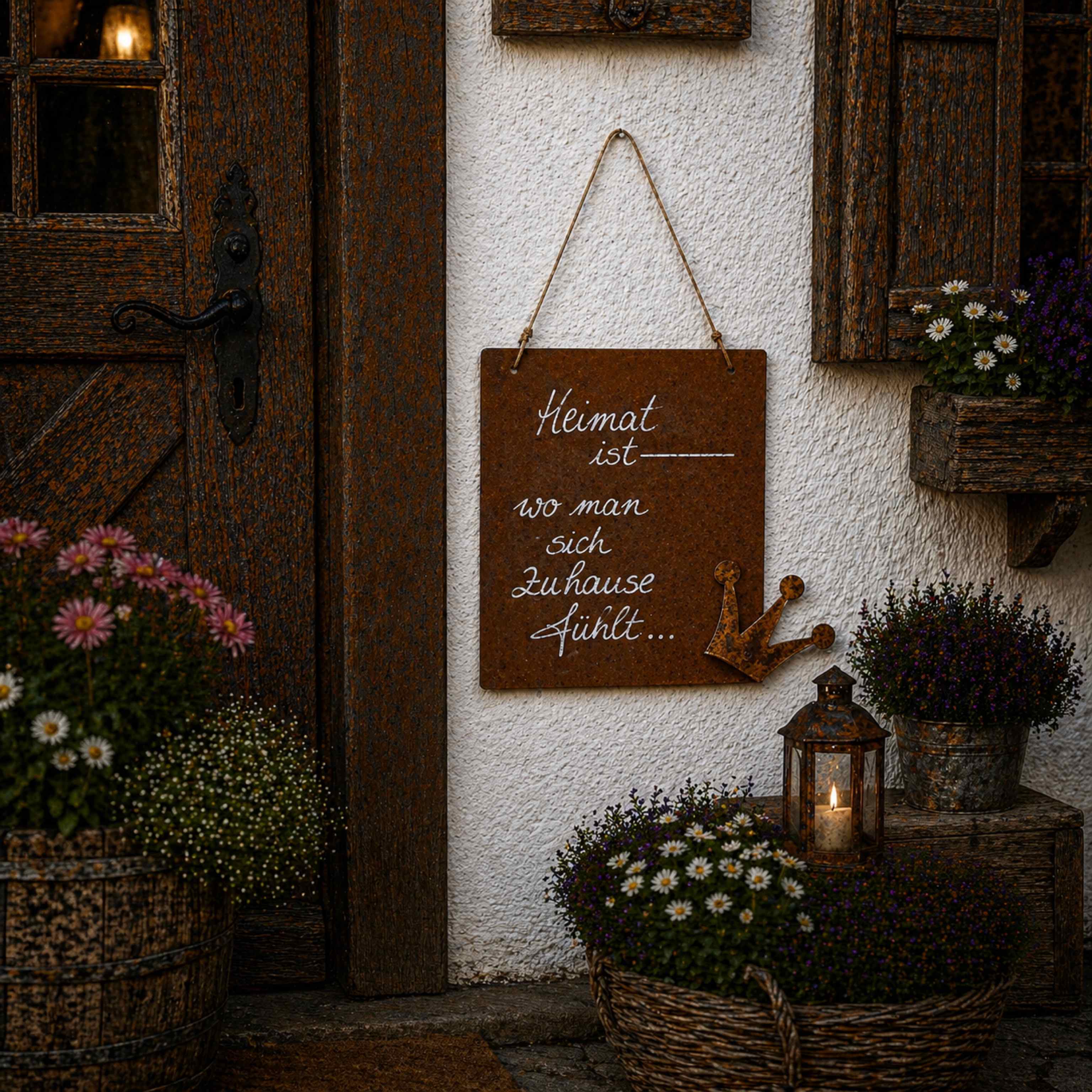 Rosttafel Hochformat "Heimat ist wo man sich Zuhause fühlt"