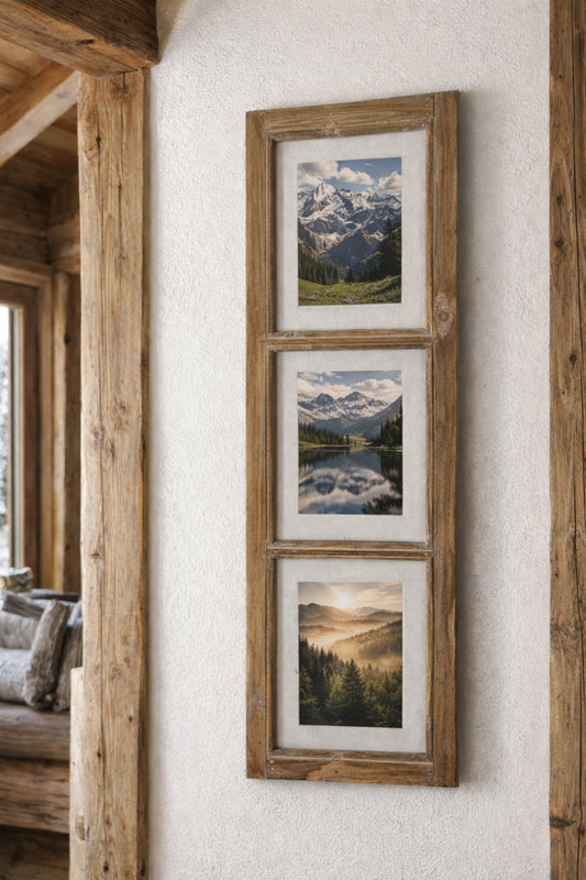 Holzbilderrahmen dreifach Hochformat