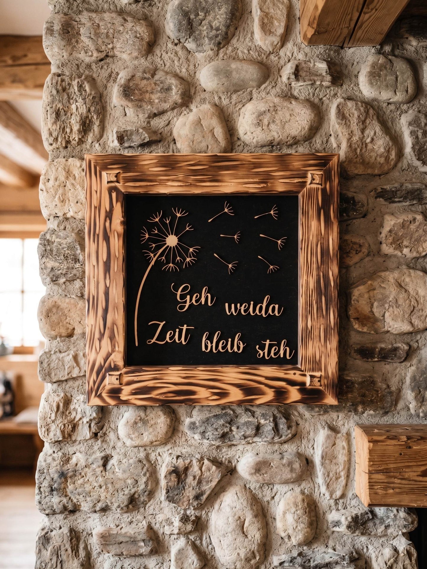 Holzrahmen 30*30cm "Geh weida Zeit bleib steh"