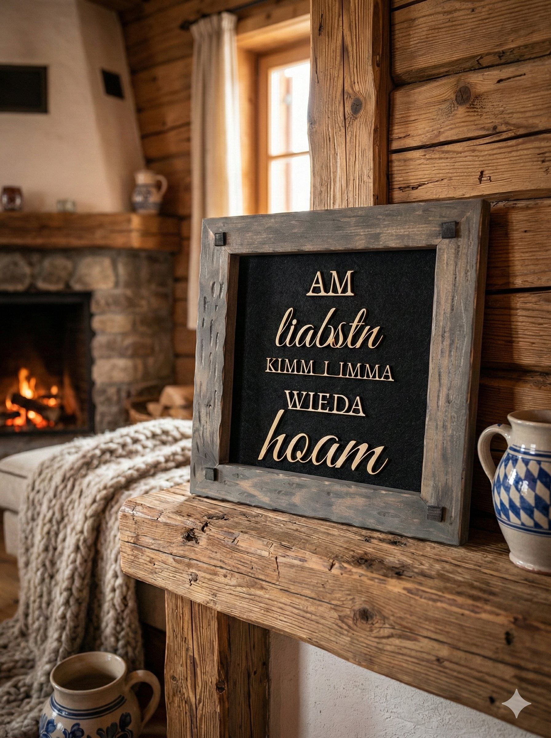 Holzrahmen 35*35cm "Am liabstn kimm i imma wieda hoam "
