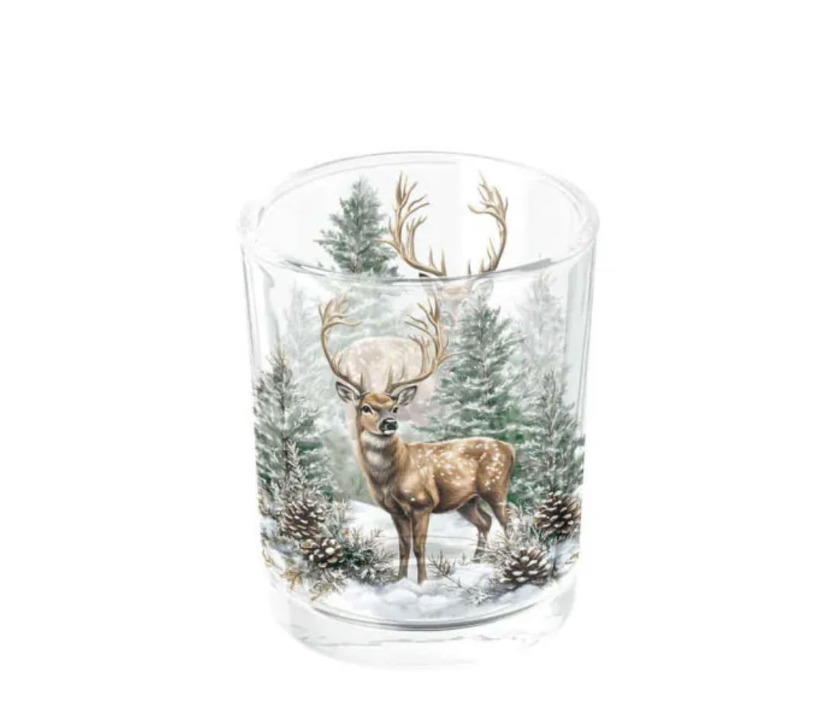 Teelichtglas mit Hirsch-Motiv