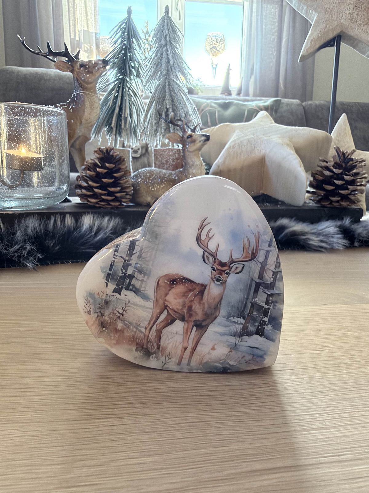 Deko Herz mit Hirschmotiv