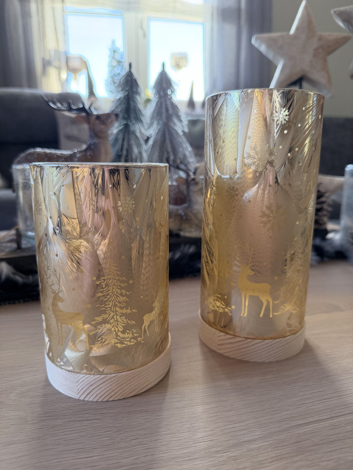 LED Windlicht in Frosty Gold