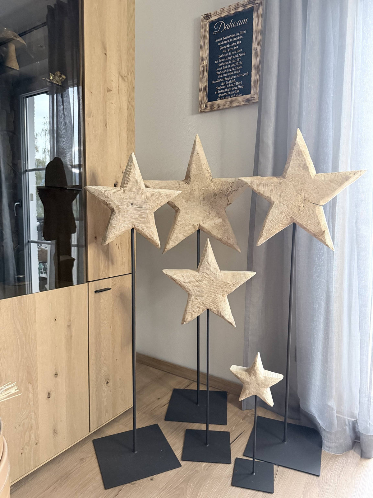 Holzstern massiv auf Metallständer
