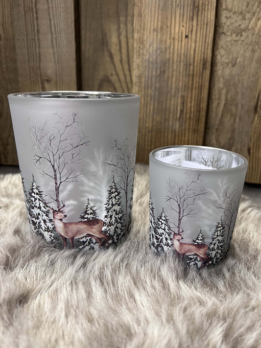 Windlicht mit Wintermotiv