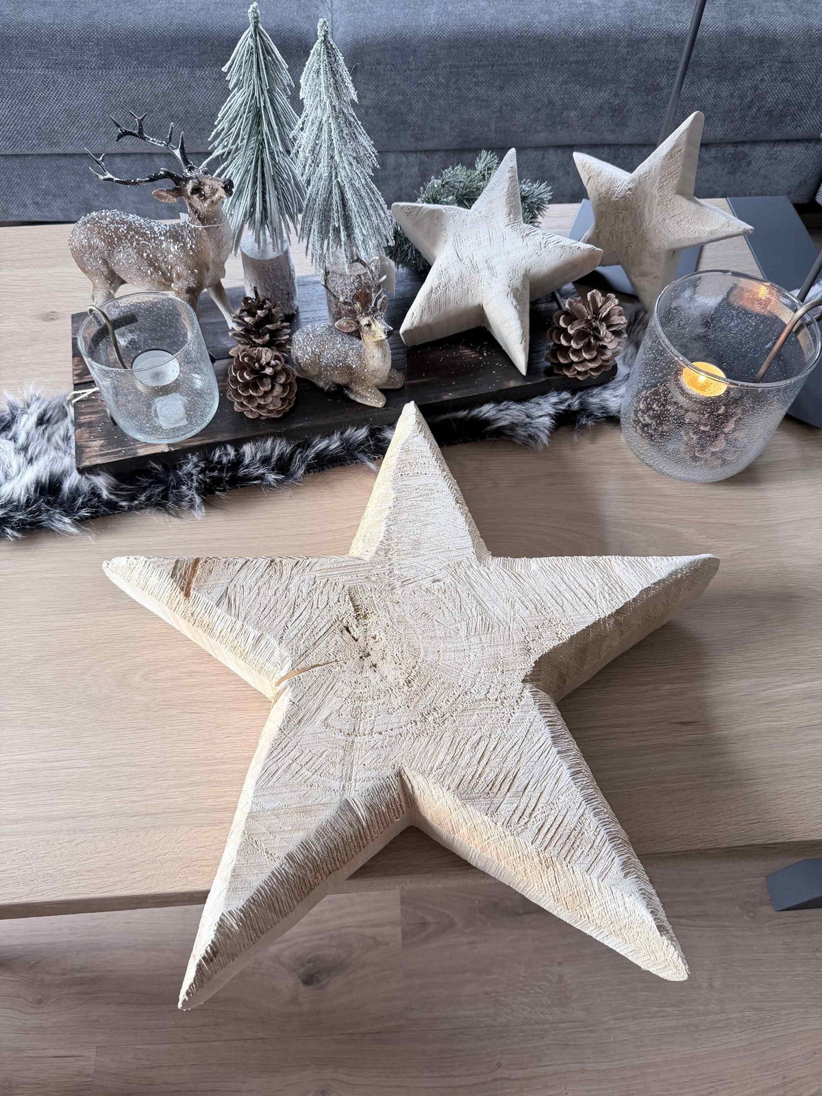 Holzstern massiv aus Pappelholz
