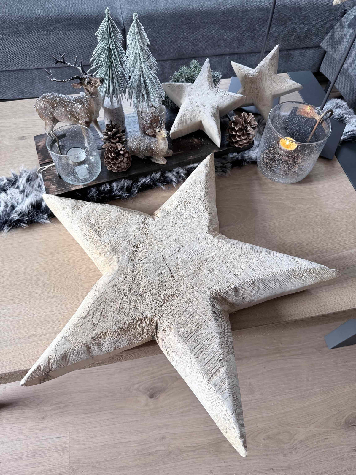 Holzstern massiv aus Pappelholz