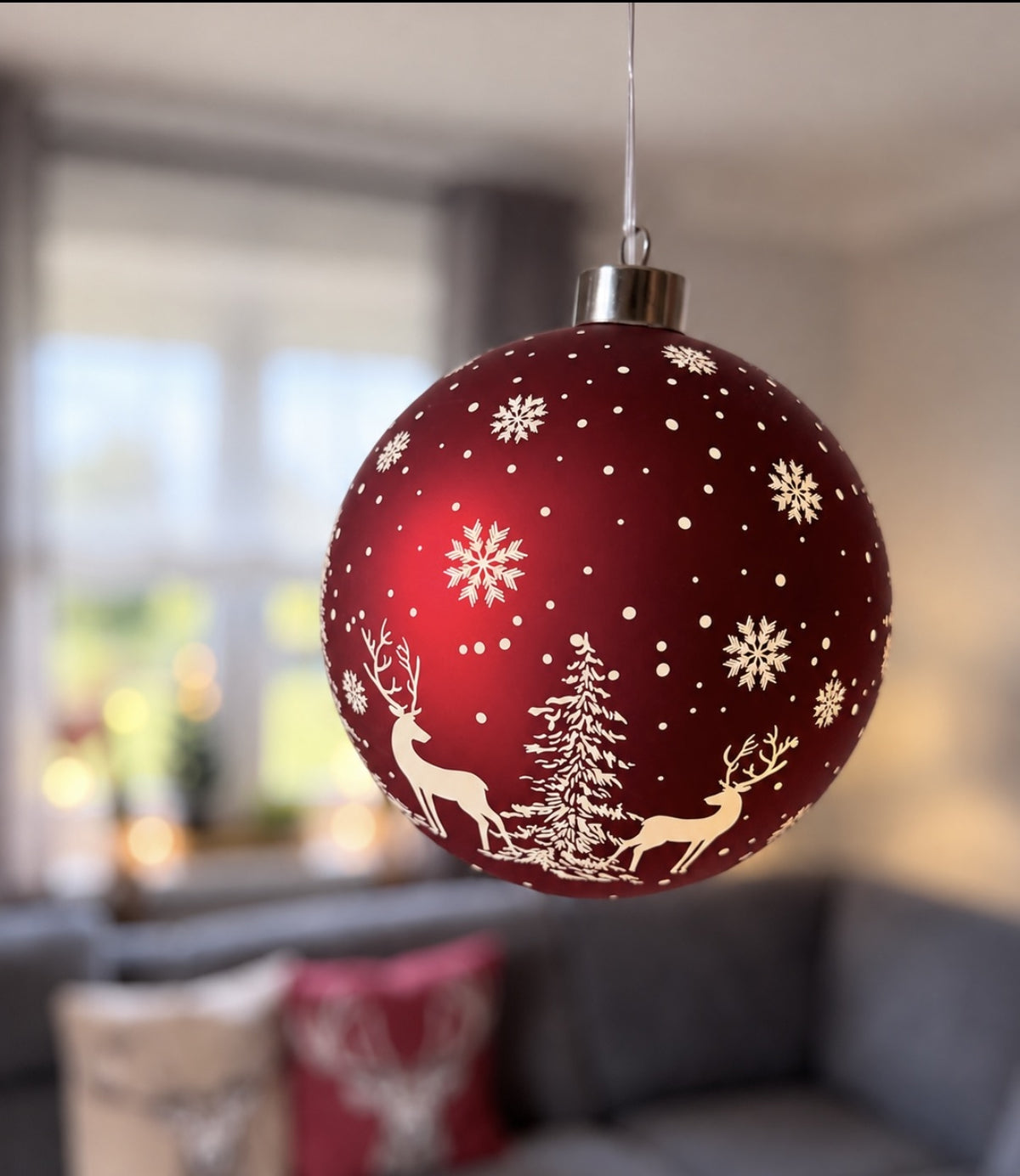 LED Hängekugel in Winterrot