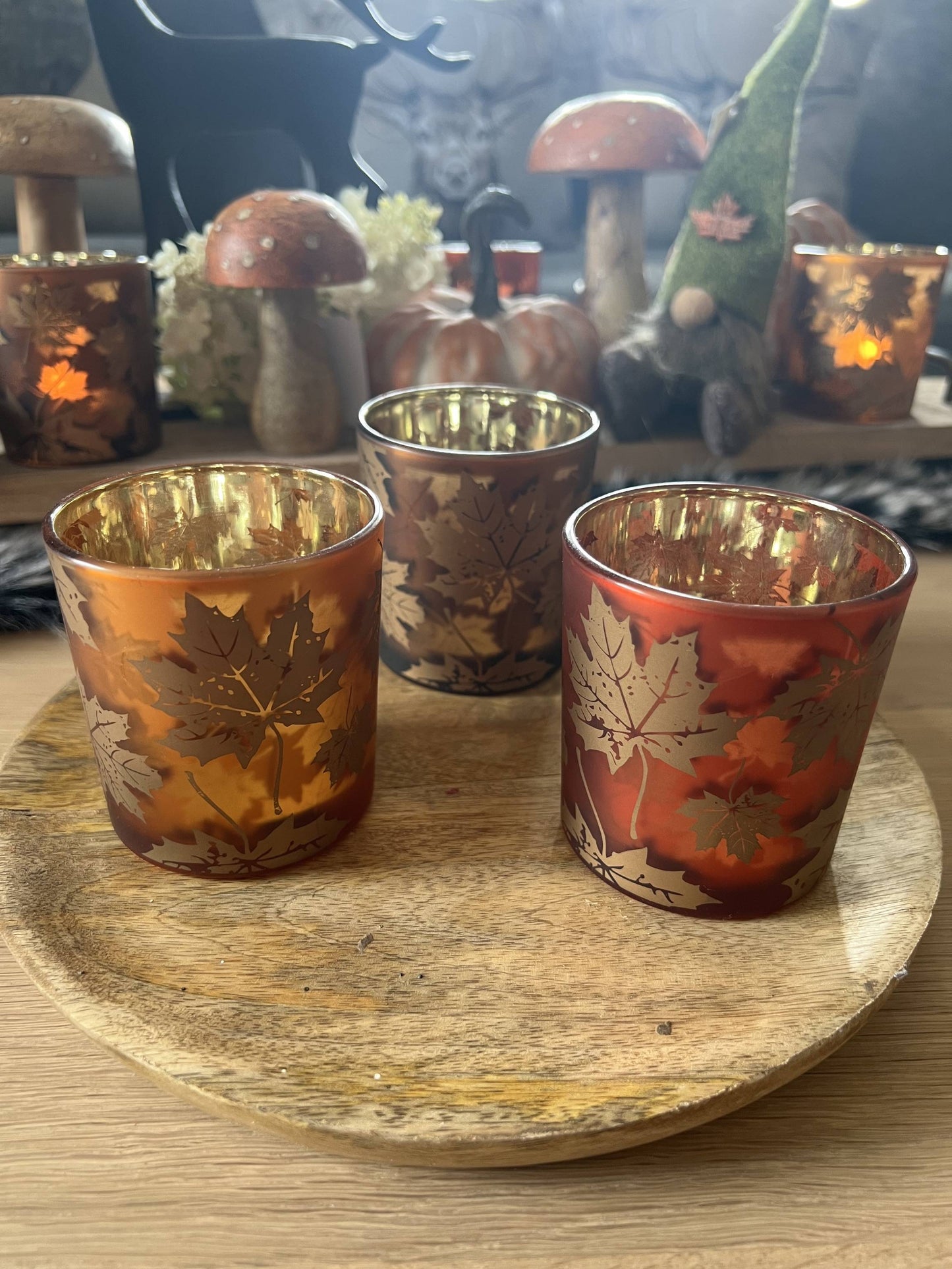 Windlicht mit Herbstmotiv
