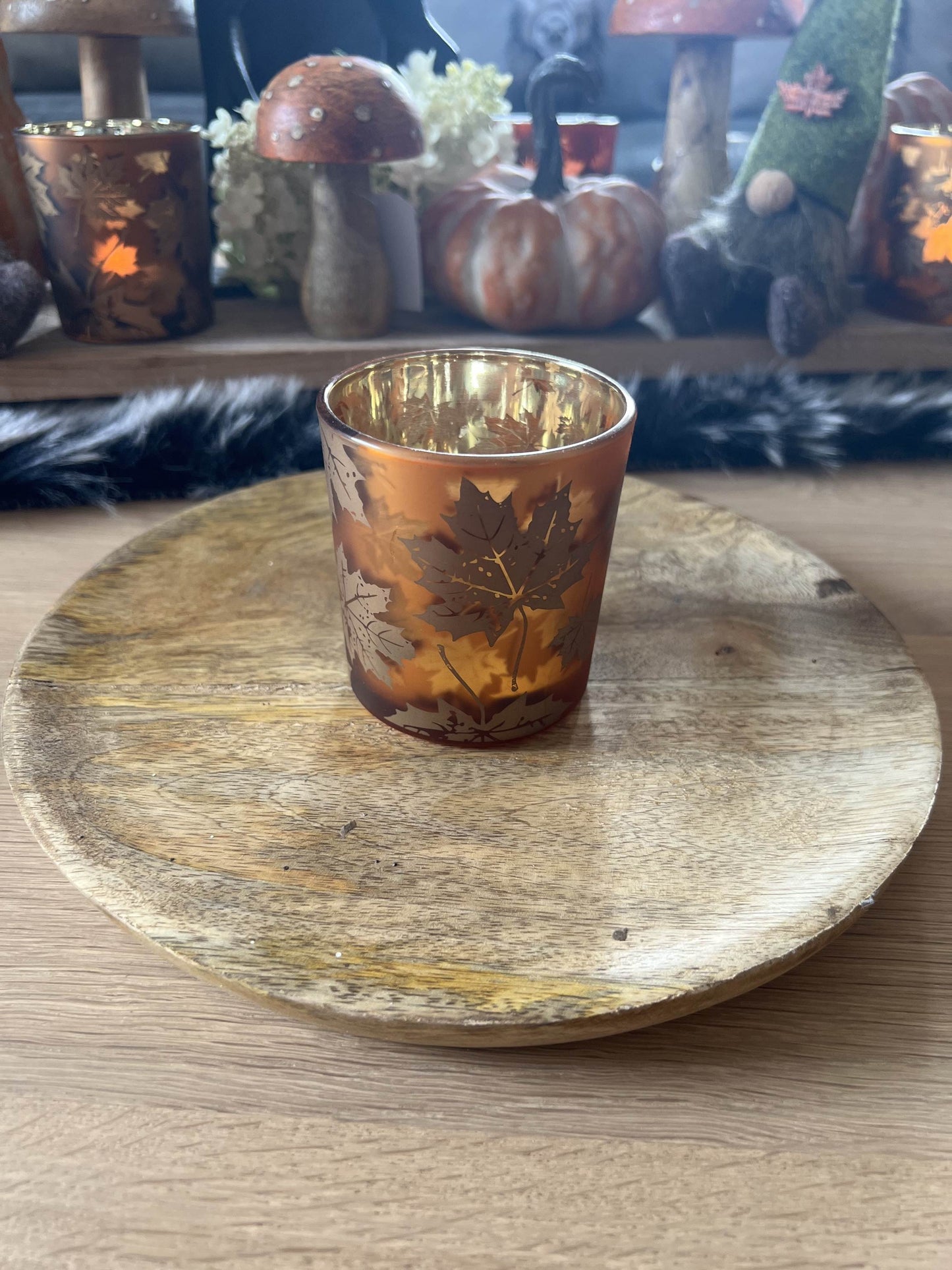 Windlicht mit Herbstmotiv