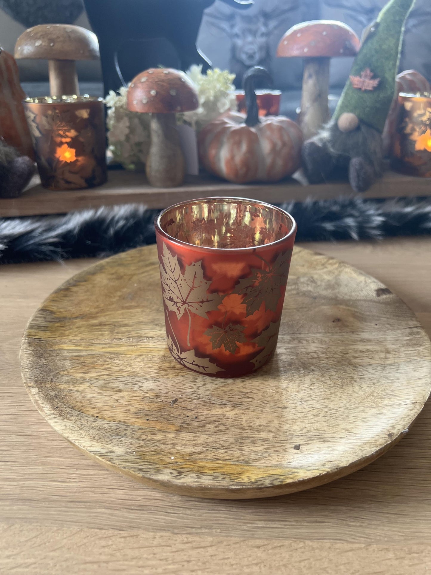 Windlicht mit Herbstmotiv