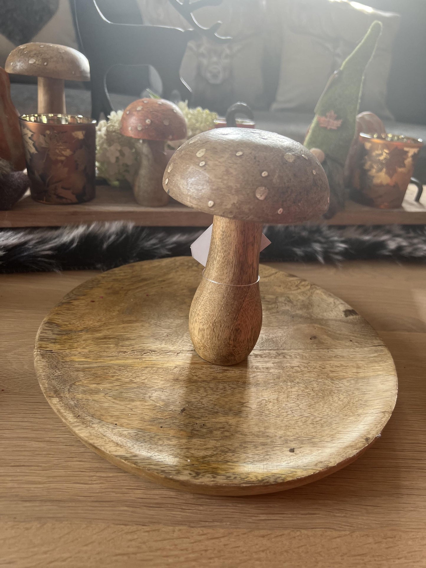 Pilzfigur aus Holz Braun