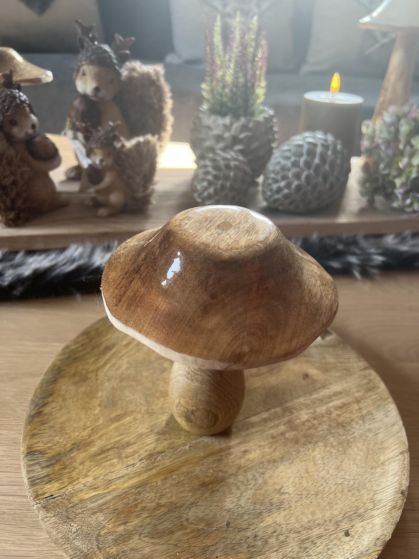 Pilzfigur aus Holz Braun