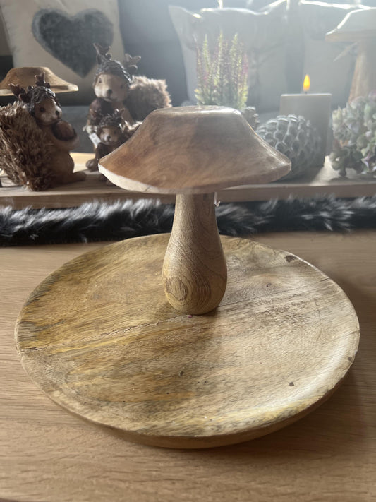 Pilzfigur aus Holz Braun